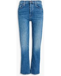 Mother - The Tomcat Cropped Frayed High-rise Straight-leg Jeans - Lyst