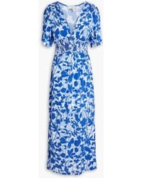 Heidi Klein - Tuscany Shirred Floral-print Woven Midi Dress - Lyst