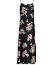 Vince - Draped Floral-print Satin Maxi Dress - Lyst