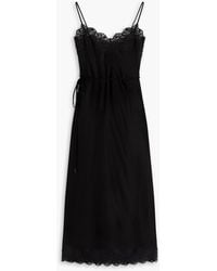 Zimmermann - Belted Bow-detailed Lace-trimmed Satin Midi Slip Dress - Lyst