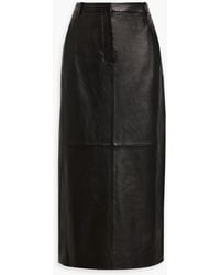 Theory - Leather Midi Skirt - Lyst