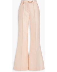 Zimmermann - Belted Wool And Silk-Blend Wide-Leg Pants - Lyst