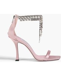 Jimmy Choo - Verity Crystal-Embellished Satin Sandals - Lyst
