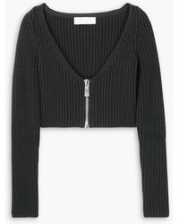 Michael Kors - Cropped Ribbed Wool-blend Cardigan - Lyst