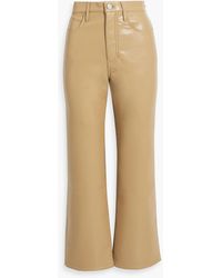 FRAME - Le Jane Crop Stretch-leather Straight-leg Pants - Lyst