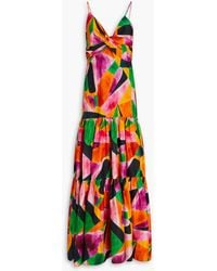 Rebecca Vallance - Copacabana Twisted Printed Silk-habotai Maxi Dress - Lyst