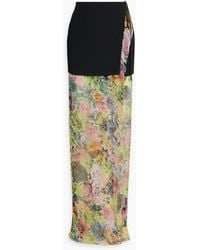 Dries Van Noten - Crepe-paneled Printed Silk-blend Georgette Maxi Skirt - Lyst