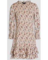 Veronica Beard - Farha minikleid aus baumwoll-voile mit floralem print und raffung - Lyst