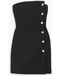 Alessandra Rich - Strapless Embellished Pinstriped Wool-blend Mini Dress - Lyst