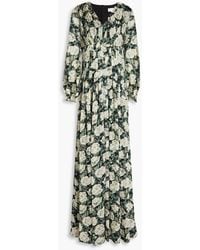 Mikael Aghal - Pleated Floral-print Crepon Maxi Dress - Lyst