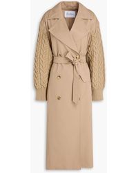 Max Mara - Cicladi trenchcoat aus gabardine aus einer woll-baumwollmischung mit einsätzen aus zopfstrickmuster - Lyst