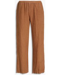 Enza Costa Gathered Linen Wide-leg Trousers - Brown