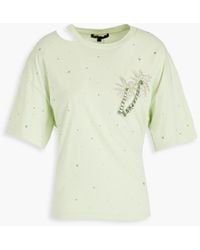 Maje - T-shirt aus baumwoll-jersey mit kristallverzierung und cut-outs - Lyst