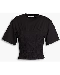 FRAME - Shirred Cotton-jersey T-shirt - Lyst