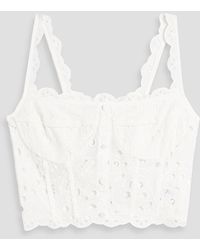 Charo Ruiz - Tessa Cropped Broderie Anglaise Cotton-blend Top - Lyst