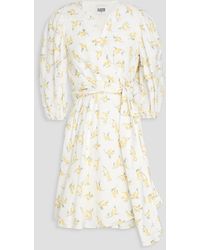 Claudie Pierlot - Pleated Floral-print Slub Woven Mini Dress - Lyst