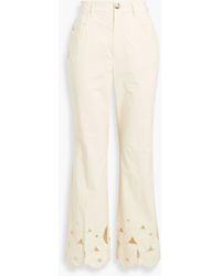 Nanushka - Zoey Broderie Anglaise-trimmed Cotton Flared Pants - Lyst