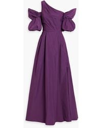 Marchesa - One-Shoulder Draped Taffeta Gown - Lyst