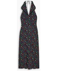 RIXO London - Sabrina Ruffled Printed Voile Halterneck Maxi Dress - Lyst