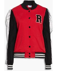 RED Valentino - Point D'esprit-paneled French Cotton-blend Terry Bomber Jacket - Lyst