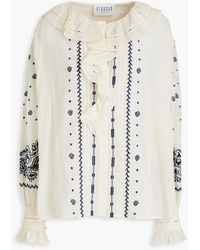 Claudie Pierlot - Bichetta bluse aus baumwollmusselin mit stickereien und rüschen - Lyst
