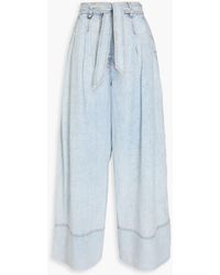 Zimmermann - Belted Acid-Wash High-Rise Wide-Leg Jeans - Lyst