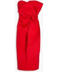Badgley Mischka - Strapless Bow-detailed Scuba Dress - Lyst