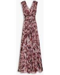 Alberta Ferretti - Lattice-trimmed Floral-print Silk-chiffon Maxi Dress - Lyst