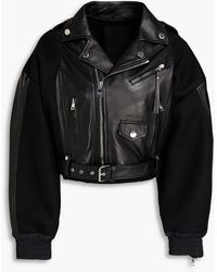 RED Valentino - Point D'esprit-paneled Leather Biker Jacket - Lyst