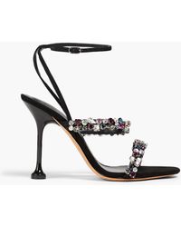Alexandre Birman - Betina sandalen aus veloursleder mit kristallverzierung - Lyst