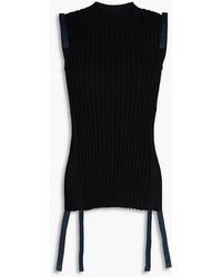 Dion Lee - Lace-up Ribbed Cotton-blend Tank - Lyst