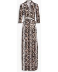 Diane von Furstenberg - Abigail maxi-wickelkleid aus seiden-jersey mit schlangenprint - Lyst