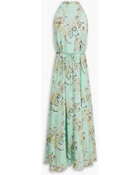 Emilio Pucci - Belted Printed Silk-chiffon Maxi Dress - Lyst