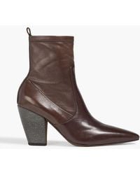 Brunello Cucinelli - Bead-Embellished Leather Ankle Boots - Lyst