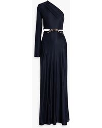 Victoria Beckham - One-sleeve Cutout Embellished Satin-jersey Gown - Lyst