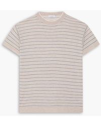 Brunello Cucinelli - T-shirt aus einer woll-kaschmirmischung mit streifen in metallic-optik - Lyst