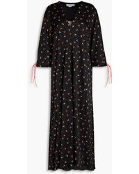 Victoria Beckham - Floral-print Satin-crepe Midi Dress - Lyst