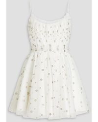 ML Monique Lhuillier - Gathered Glittered Polka-dot Tulle Mini Dress - Lyst