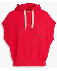 Brunello Cucinelli - Bead-embellished Ribbed Cotton Hooded Sweater - Lyst