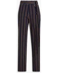 Tory Burch - Striped Crinkled Stretch-cotton Straight-leg Pants - Lyst