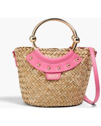 Claudie Pierlot - Abeille Studded Leather And Straw Bucket Bag - Lyst