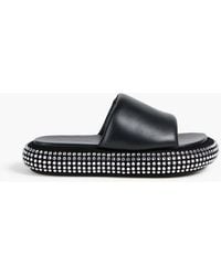 JW Anderson - Crystal-Embellihsed Leather And Suede Platform Slides - Lyst