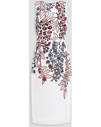 Carolina Herrera - Embellished Embroidered Silk-organza Midi Dress - Lyst