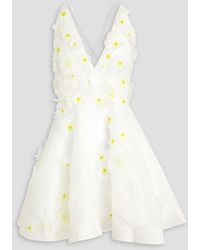 Zimmermann - Floral-appliquéd Linen And Silk-blend Mini Dress - Lyst
