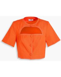 Sandro - Cropped Cutout Linen-blend Twill Top - Lyst