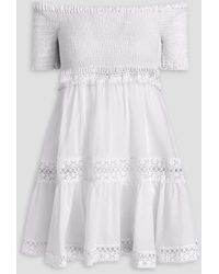 Charo Ruiz - Grazi Off-The-Shoulder Cotton-Blend Voile Mini Dress - Lyst