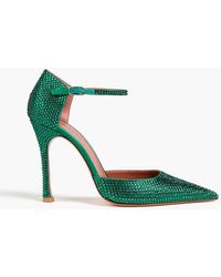 AMINA MUADDI - Vittoria 105 Crystal-embellished Satin Pumps - Lyst