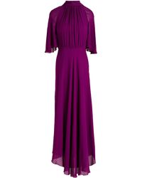 Giambattista Valli Gathered Georgette Maxi Dress - Purple