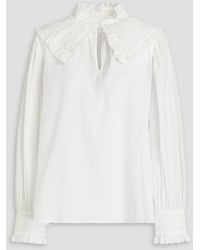 Ba&sh - Donia Broderie Anglaise-trimmed Cotton-jacquard Blouse - Lyst
