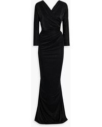 Rhea Costa - Wrap-effect Glittered Jersey Gown - Lyst
